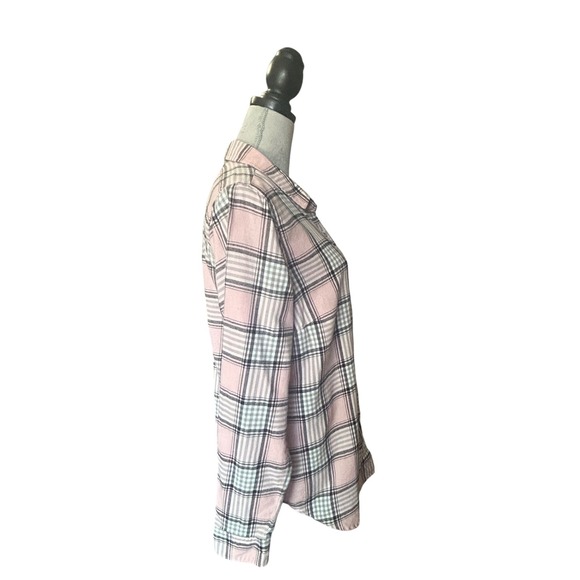 Old Navy‎ Women's Pink Plaid Long Sleeve The Classic Shirt Flannel Size Large - Picture 7 of 7